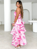 Floral One-Shoulder Maxi Dress – Women's Vacation Dress