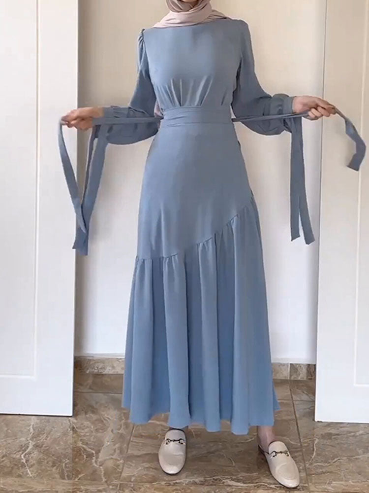 Puffy Sleeves  Wrap Desgin Two Pieces Suit
