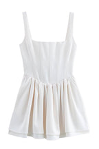 Velvet Square Neck Corset Seam Gathered Fit and Flare Mini Dress