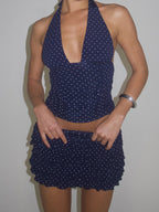 Vintage Neck Lace Up Two Piece