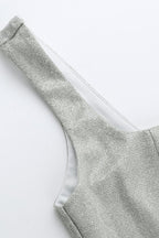 Glitter Scoop Neck Sleeveless Fit and Flare Mini Dress