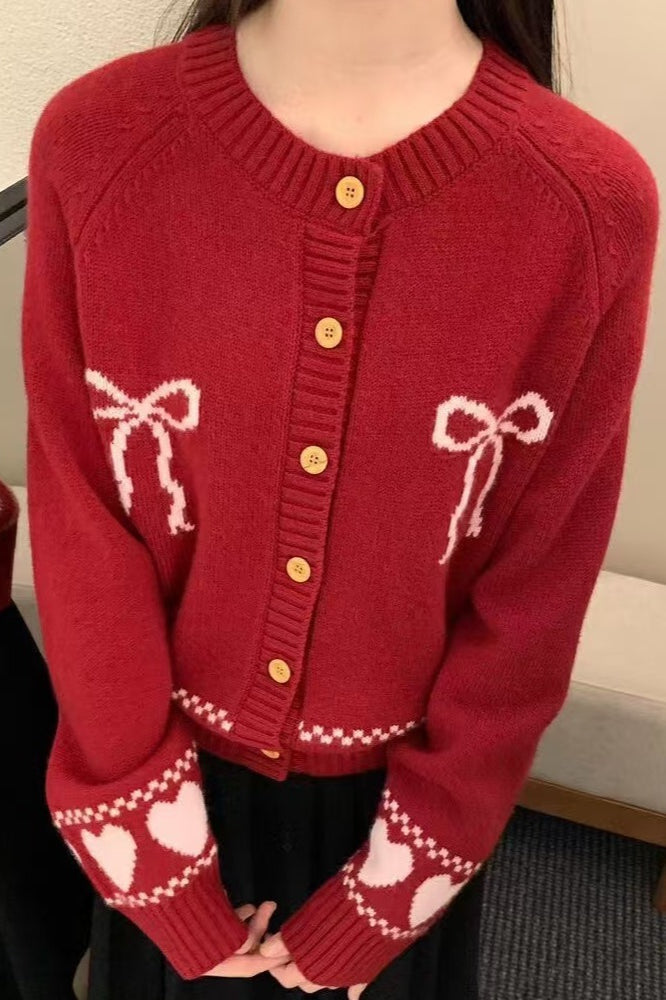 Relaxed Fit Bow Front Cardigan
