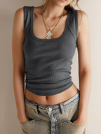 Solid Color Slim Fit Crewneck Tank Top