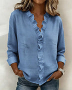 The Indie — Ruffle V-Neck Blouse
