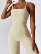 Sporty Solid Quick Dry Cami Top & Flared Pants Set