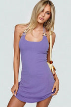 Beaded Strap Scoop Neck Sleeveless Bodycon Mini Dress