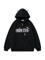 Street Spider Embroidered Devil Styling Oversized Hoodie