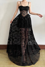 Corset Sweetheart Lace Peplum Waist Tiered Floral Maxi Dress