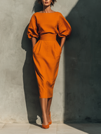 | Orange Mid-sleeve Set