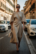 Elegant dress with balloon sleeves