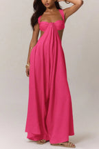 Solid Color Casual Camisole Loose Stretch Wide-leg Jumpsuit