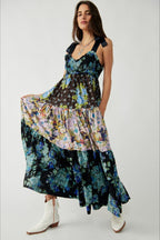 Vintage Print Cami Maxi Boho Dress