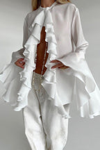 Ruffled Long-Sleeve Elegant Blouse