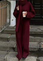 V-Neck Sweater and Wide-Leg Trousers Set
