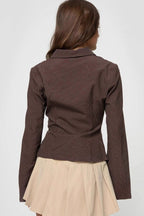 Covered Button Polo Stripe Blouse