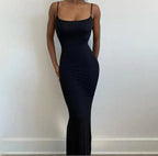 Knit Scoop Neck Spaghetti Strap Bodycon Maxi Slip Dress