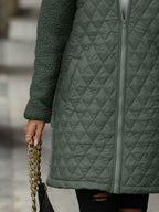 | Structured long-sleeved zip-up hooded coat