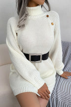 Long Sleeve Button Knit Sweater Dress