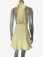 Lace Waist Halter Deep V Neck Pleated Chiffon Party Mini Dress For Women 2026