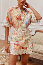 Amalfi Crochet Floral Linen Matching Set