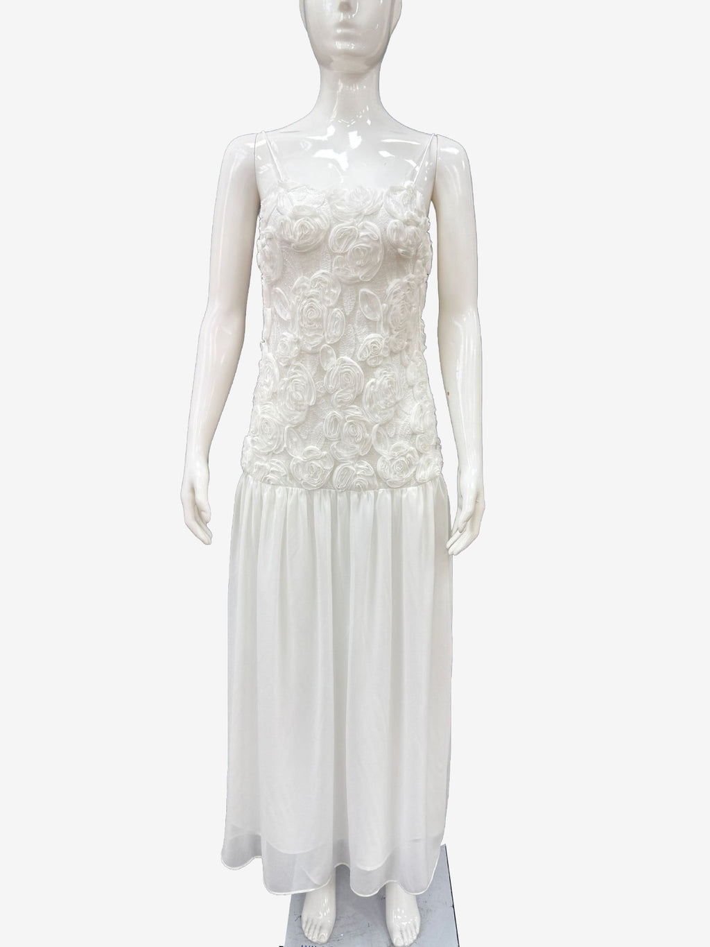 3D Floral Cami Maxi Dress for Women - Boho Rosette Bodice Flowy Spaghetti Strap Gown - Summer Beach Resort 2026