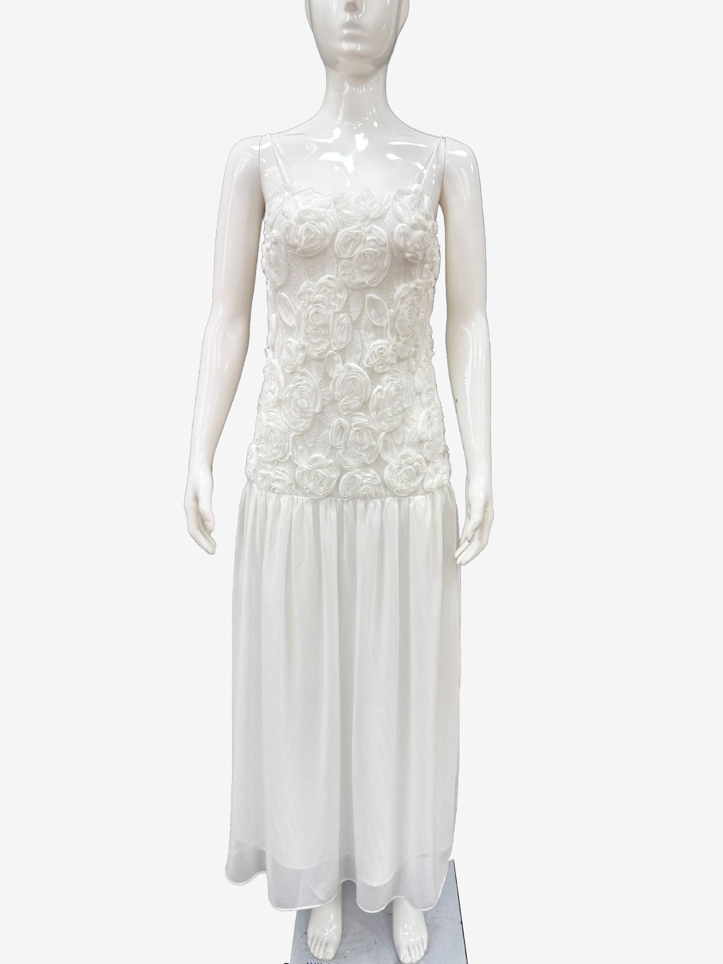 3D Floral Cami Maxi Dress for Women - Boho Rosette Bodice Flowy Spaghetti Strap Gown - Summer Beach Resort 2026