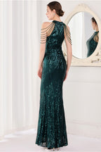 Sequin Halter Mermaid Maxi Dress