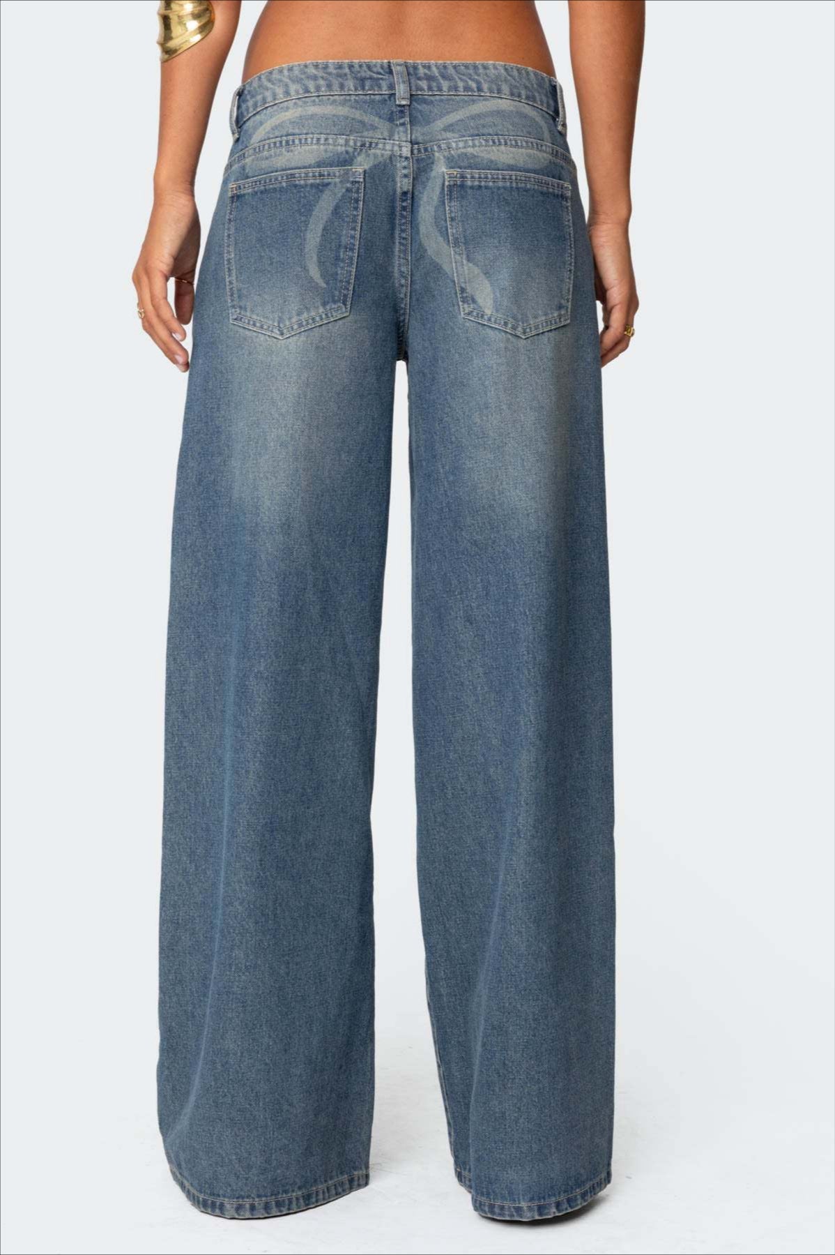 Loose Fit Printed Wide Leg Jean