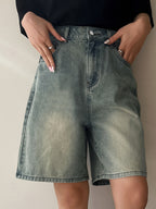 Vintage Loose Straight Denim Shorts