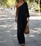 Abigail Elevated Elegantly Flowing One Shoulder Dress Everyday Luxe Edit