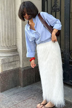 Fringe High-Waist A-Line Skirt