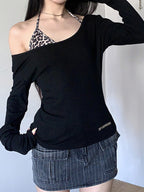 Leopard Print V Neck Long Sleeve Tee