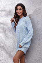 Loose Fit Cable Knit Sweater Dress