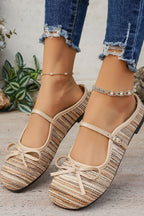 Elegant Bow-embellished Chunky Heeled Mary Jane Shoes