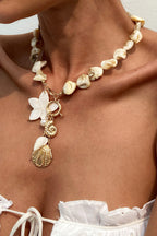 Vacation Imitation Pearl Conch Starfish Pendant Necklace Bracelet