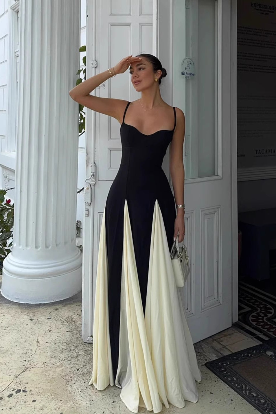 Black Colorblock Cami Maxi Dress
