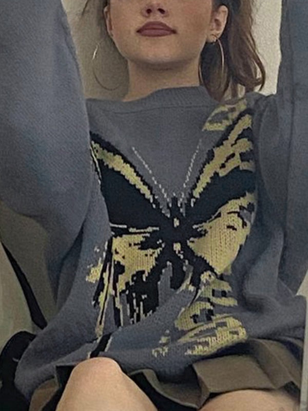 Oversized Butterfly Jacquard Sweater