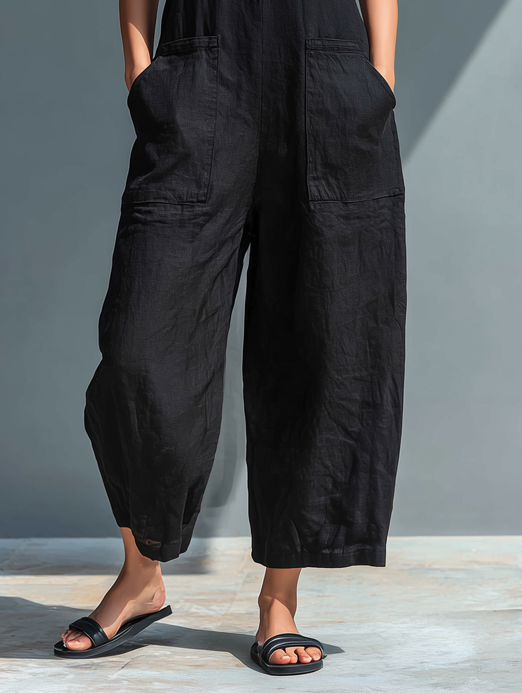 | Minimalist Linen Loose Jumpsuit