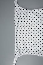 White Cowl Neck Halter Polka Dot Asymmetrical Hem Midi Dress