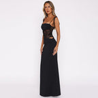 Elegant lace stitching suspender dress