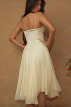 3D Flower Deep V Patchwork Spaghetti Strap Romantic Midi Dress