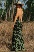 Floral Print Spaghetti Strap Cowl Neck Slip Maxi Dress