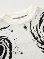 Swirl Print Ripped Design Sweater