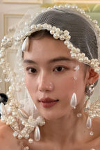 Elegant Retro Pearl Tassel Veil