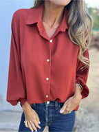 Elegant plain button-up shirt for women