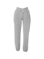 Solid Crossover Waist Bound Feet Sweatpants