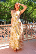 Spaghetti Strap Sweetheart Neckline Fitted Floral Print Midi Dress