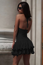 Halter Backless Button Dress