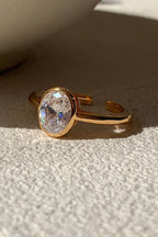 Elegant Silver-plated Diamond Open Ring