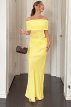 Diagonal Ruched Sheer Birthday Dress